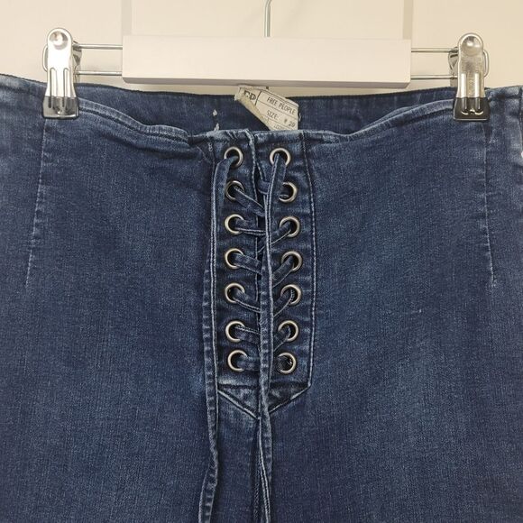 Free People Blue Skinny Lace-Up Jeans - Picture 4 of 8